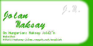 jolan maksay business card